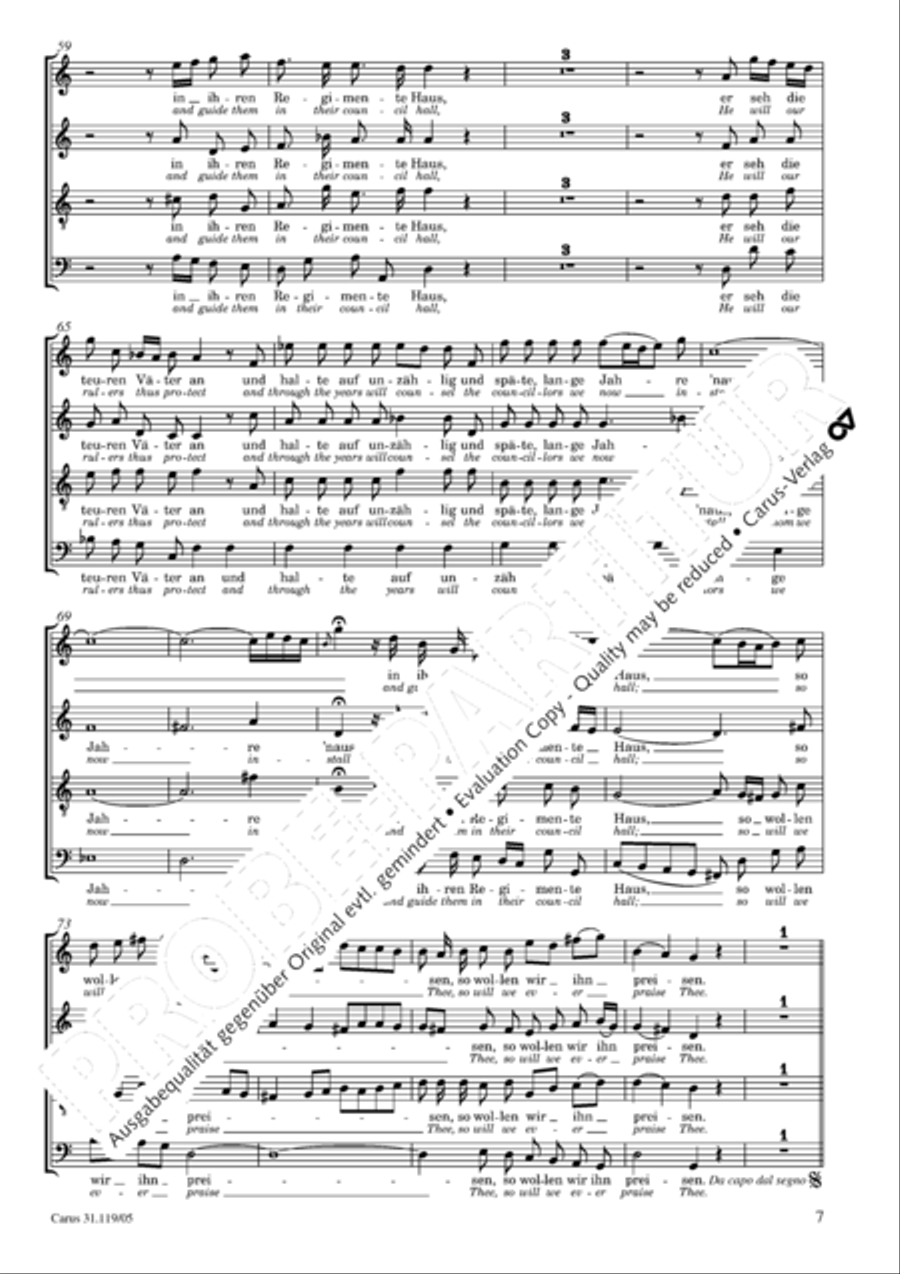 Praise the Lord, O Jerusalem (Preise, Jerusalem, den Herrn) 4-Part scores gallery preview page 8