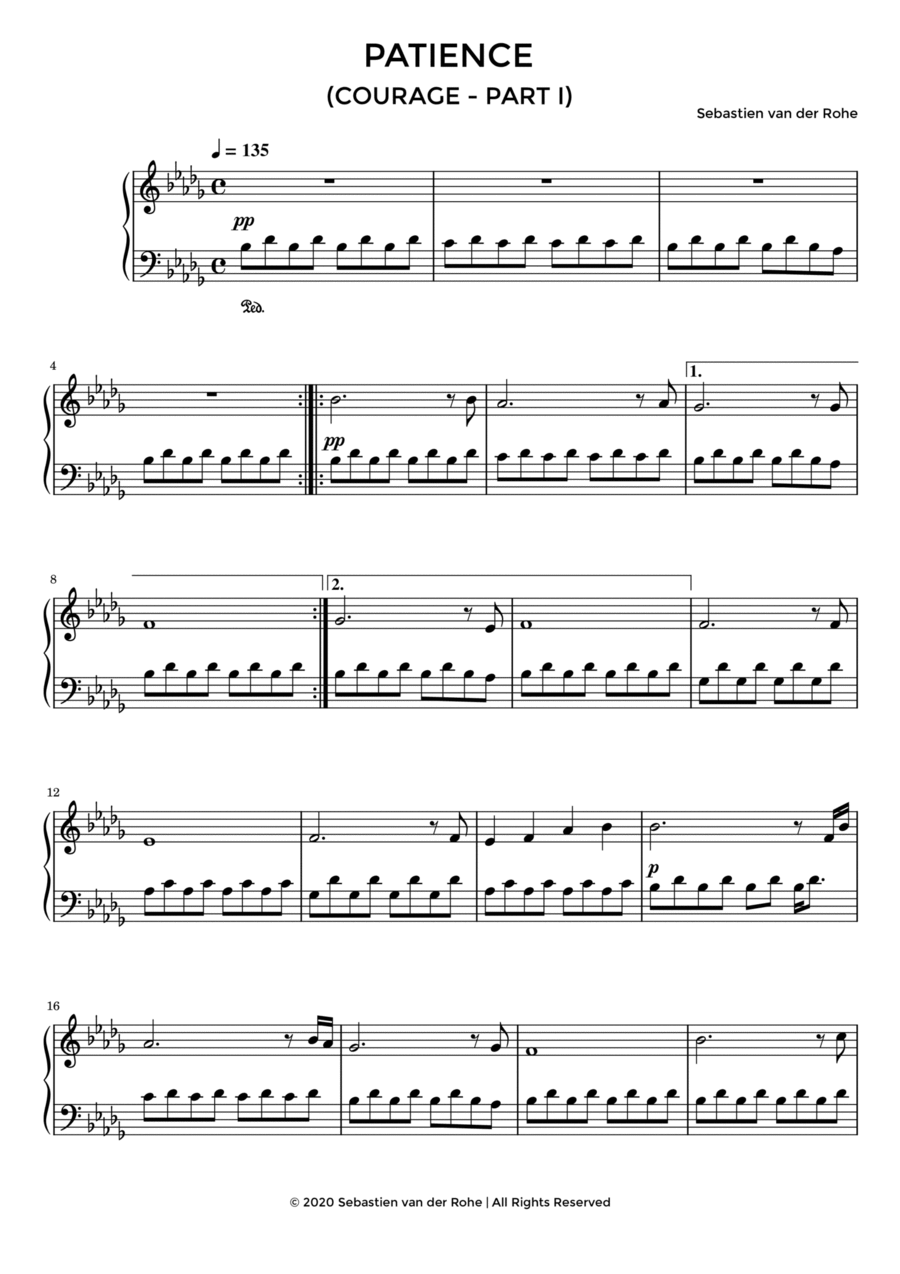 Patience (Courage - Part I) Piano Solo scores gallery preview page 1
