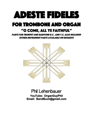 Book cover for Adeste Fideles for Trombone and Organ (O Come All Ye Faithful), by Phil Lehenbauer