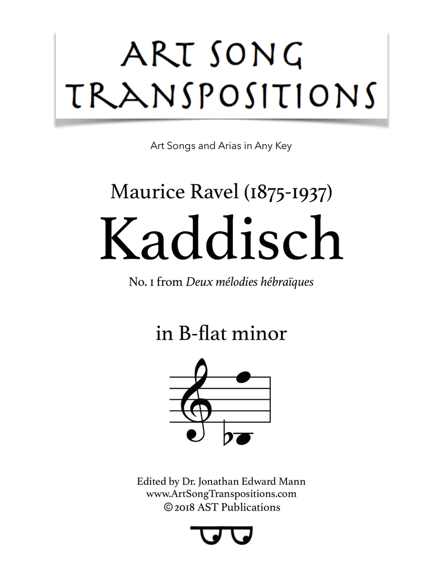 RAVEL: Kaddisch (transposed to B-flat minor, Yiddish) Voice scores gallery preview page 1