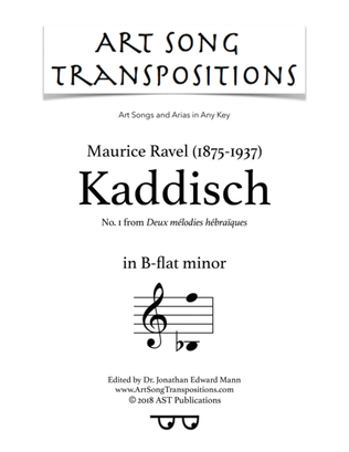Book cover for RAVEL: Kaddisch (transposed to B-flat minor, Yiddish)