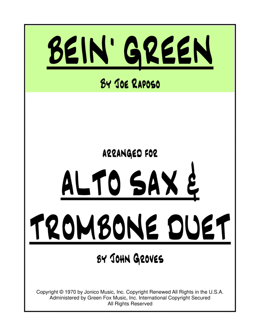 Bein' Green Trombone Duet scores gallery preview page 1
