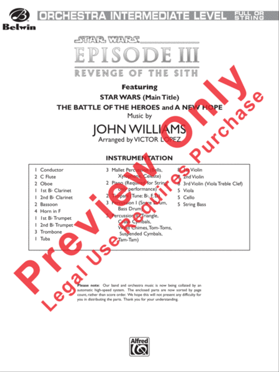 Selections from Star Wars: Episode III Revenge of the Sith Full Orchestra scores gallery preview page 2