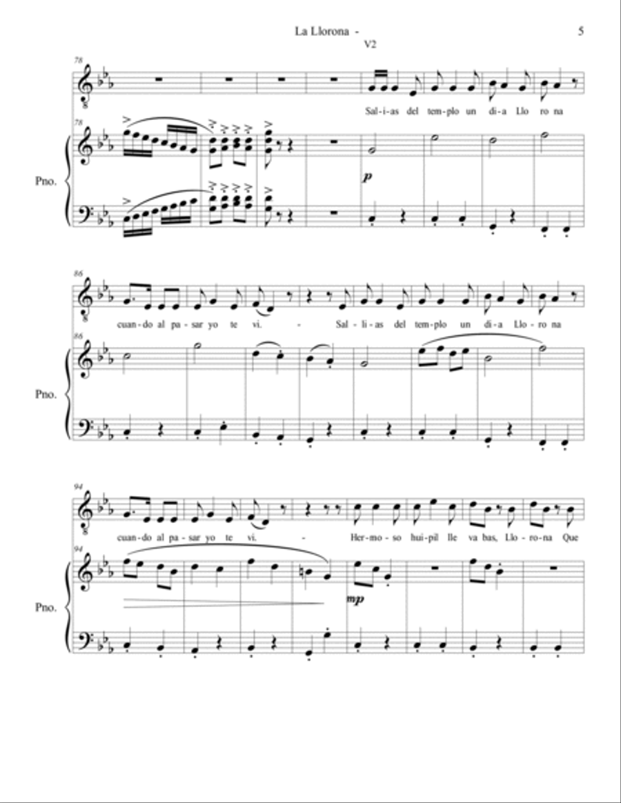 la Llorona Voice scores gallery preview page 5