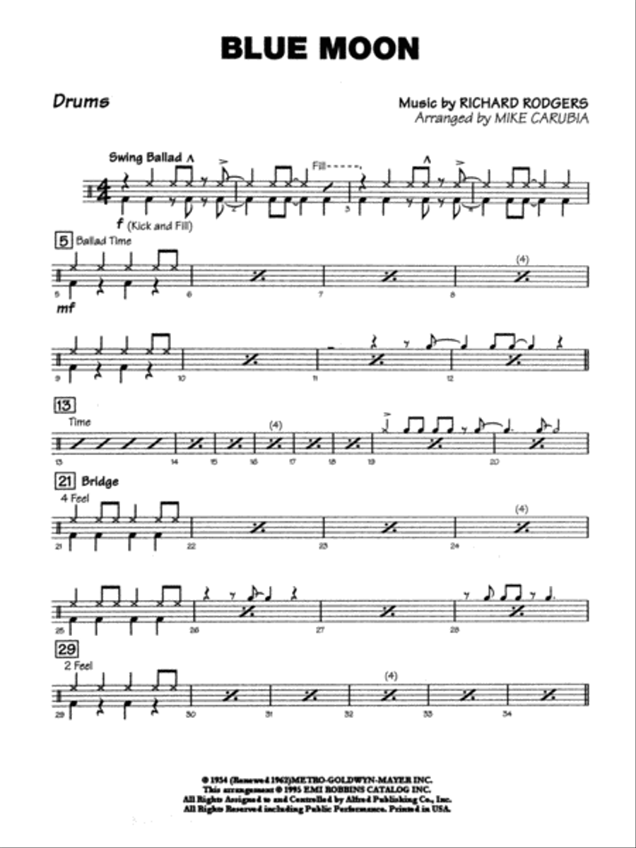 Blue Moon: Drums Jazz Ensemble scores gallery preview page 1