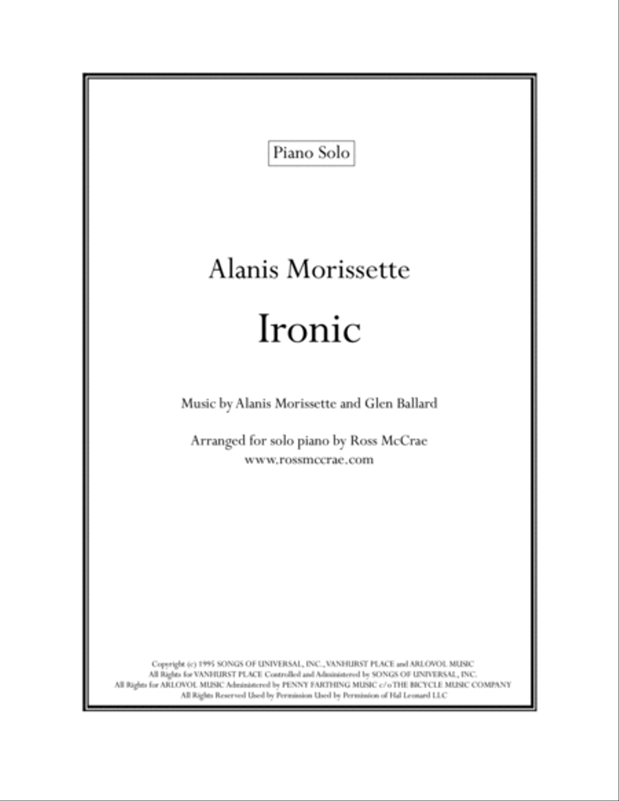 Ironic Ironic Piano Solo scores gallery preview page 1