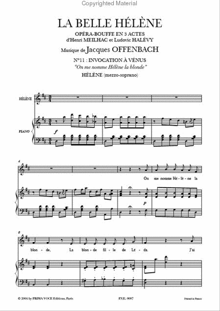 On me nomme Helene la blonde from La Belle Helene Mezzo-Soprano Voice scores gallery preview page 2