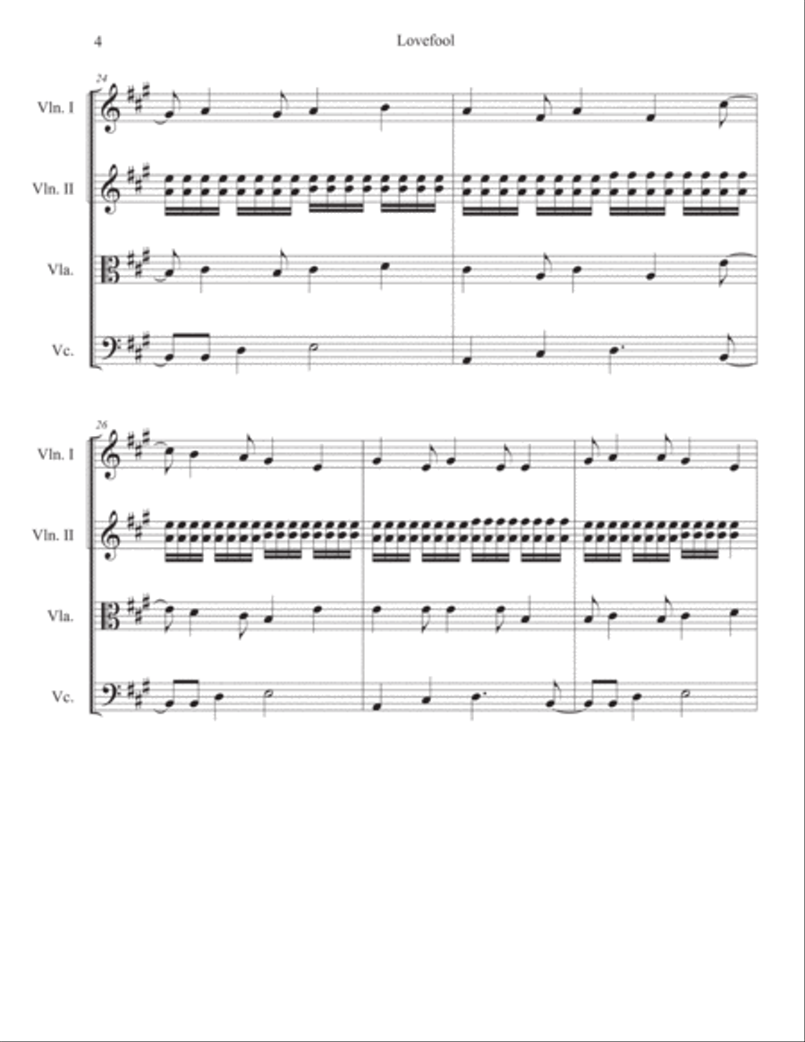 Lovefool Lovefool String Quartet scores gallery preview page 4
