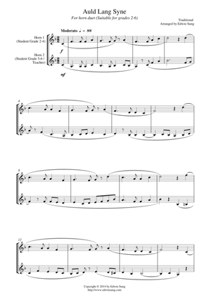Auld Lang Syne (for horn duet, suitable for grades 2-6)