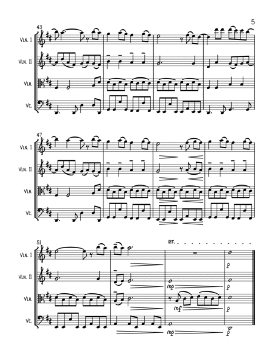 Ten Storey Love Song String Quartet scores gallery preview page 5