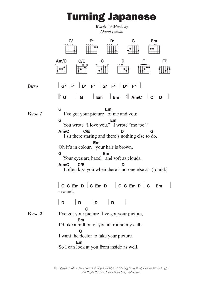Turning Japanese Electric Guitar scores gallery preview page 1
