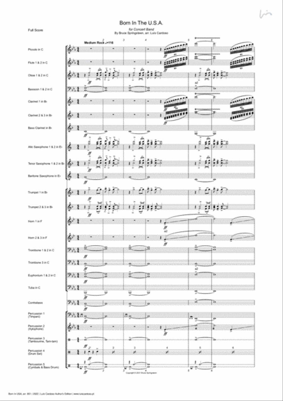 Born In The U.s.a. Concert Band scores gallery preview page 5