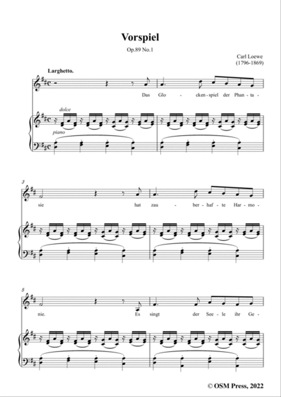 Loewe-Vorspiel(Das Glockenspiel der Phantasie),Op.89 No.1,in D Major Voice scores gallery preview page 3