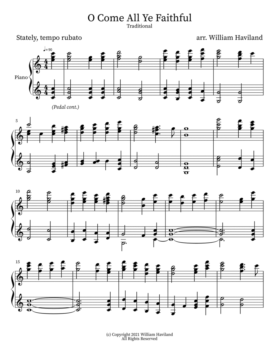O Come All Ye Faithful Piano Solo scores gallery preview page 1