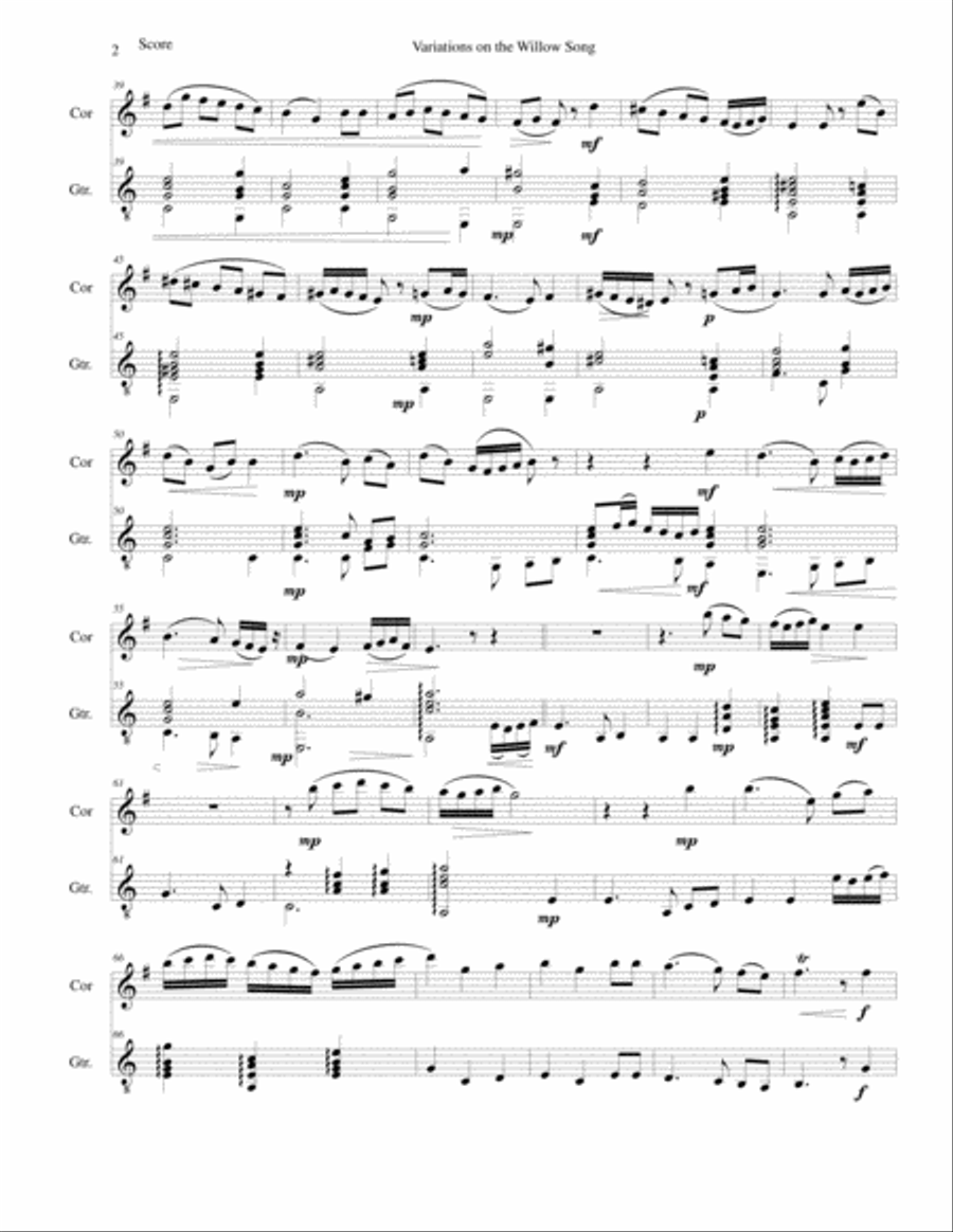 Variations on the Willow Song for cor anglais and guitar English Horn scores gallery preview page 2