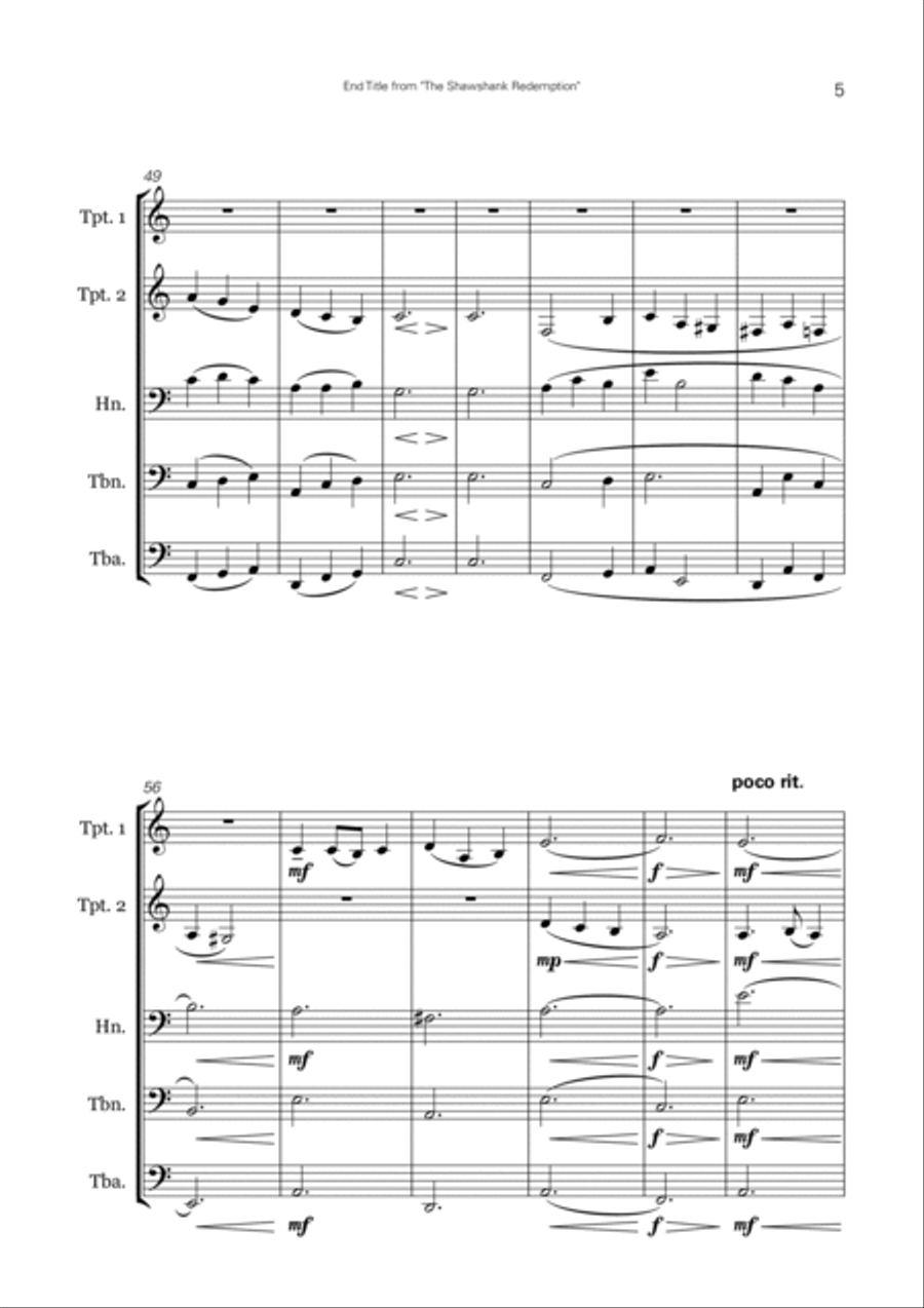 The Shawshank Redemption - End Title Brass Ensemble scores gallery preview page 6