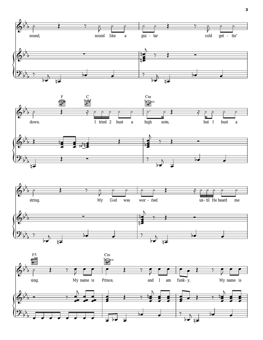 My Name Is Prince Piano, Vocal, Guitar scores gallery preview page 3