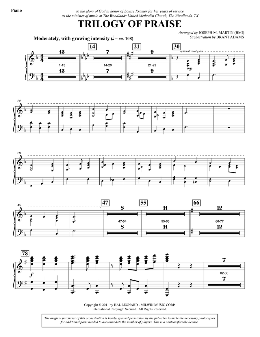 Trilogy Of Praise - Piano