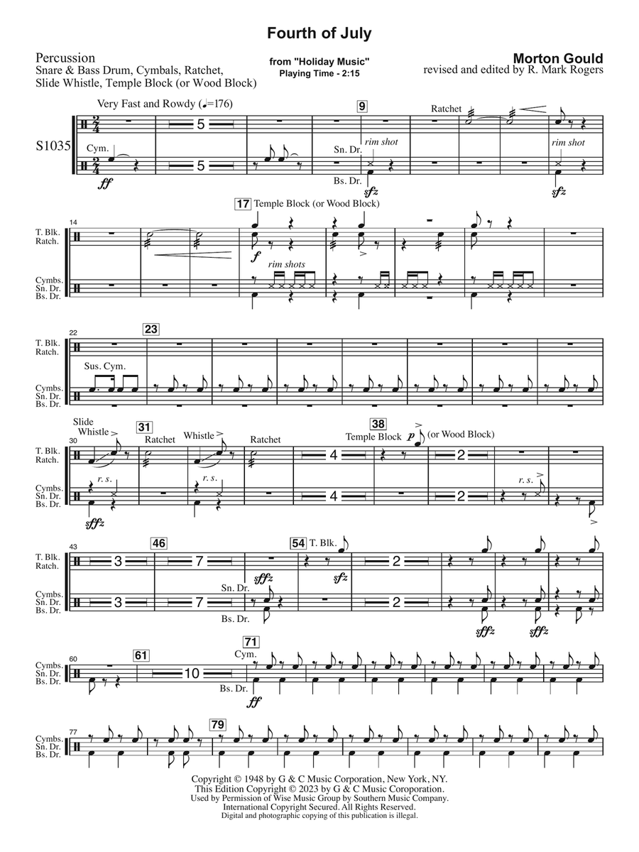 Fourth of July (arr. R. Mark Rogers) - Percussion Concert Band scores gallery preview page 1