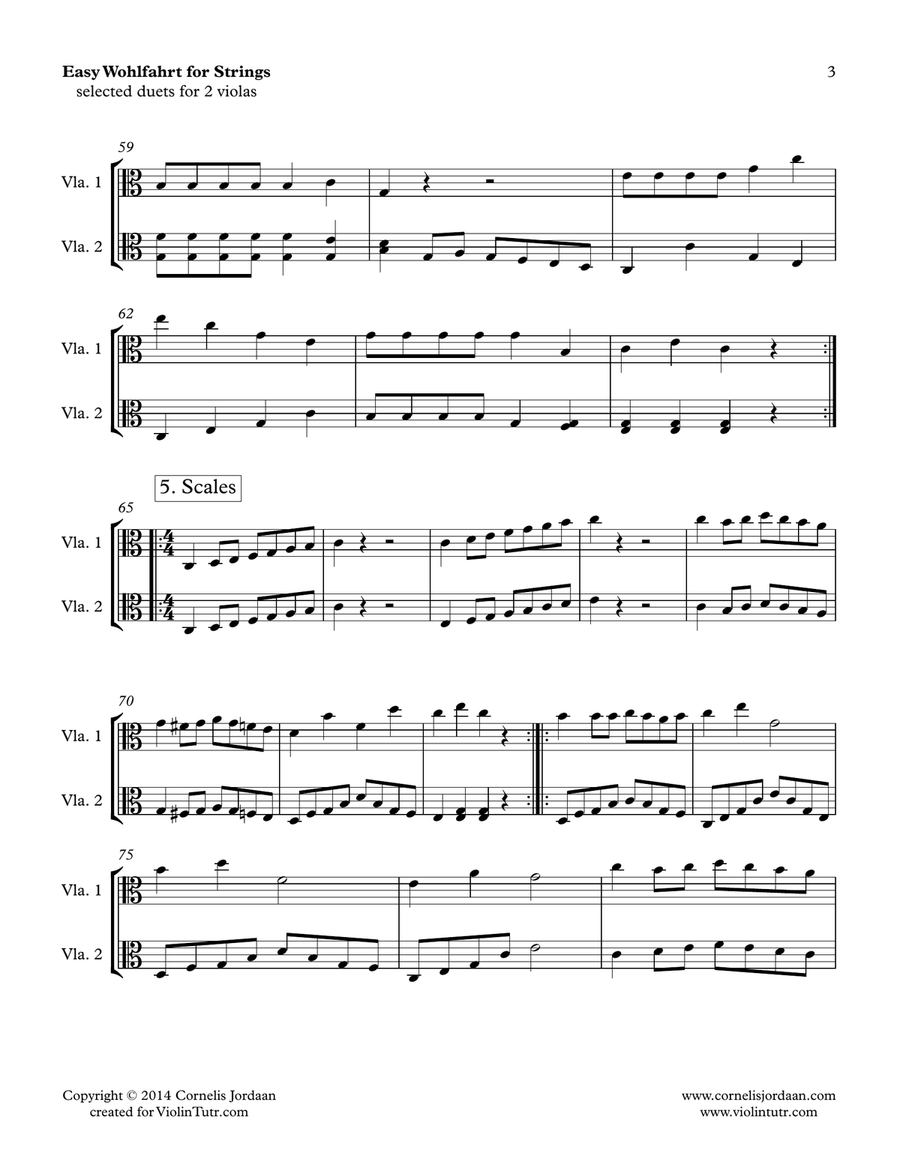Easy Wohlfahrt for strings - selected duets for 2 violas String Orchestra scores gallery preview page 3