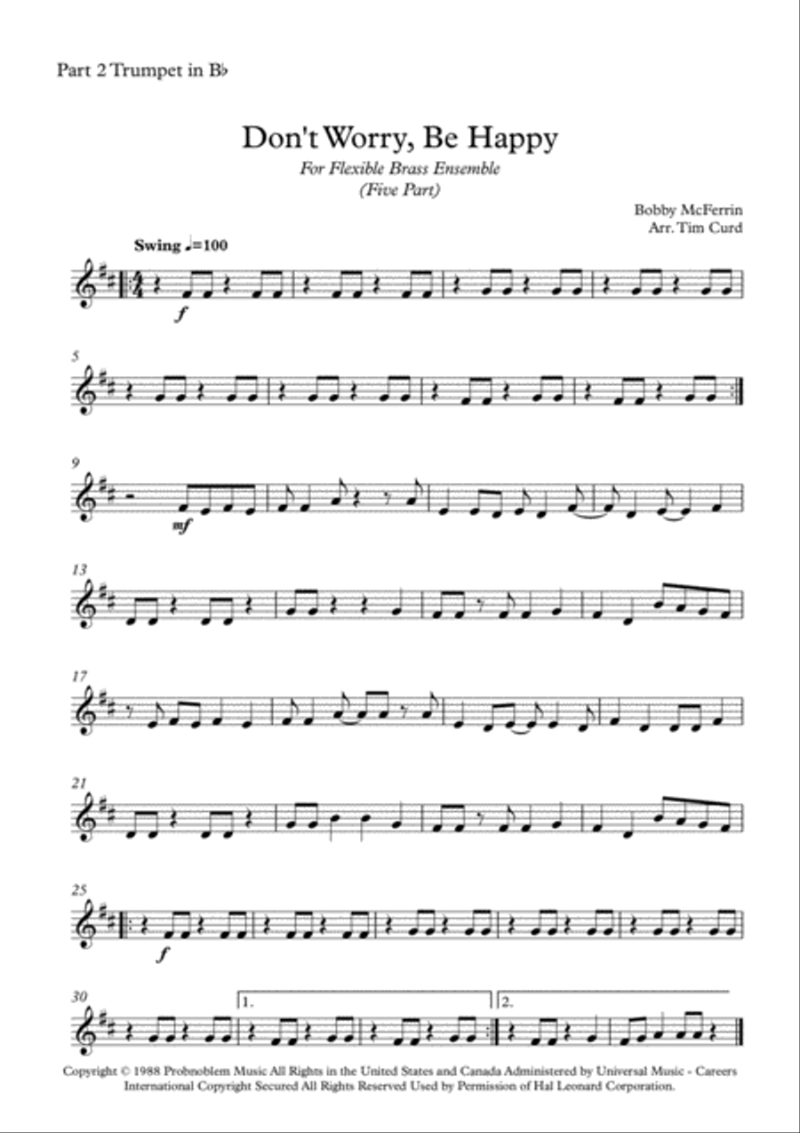 Don't Worry, Be Happy Brass Ensemble scores gallery preview page 6