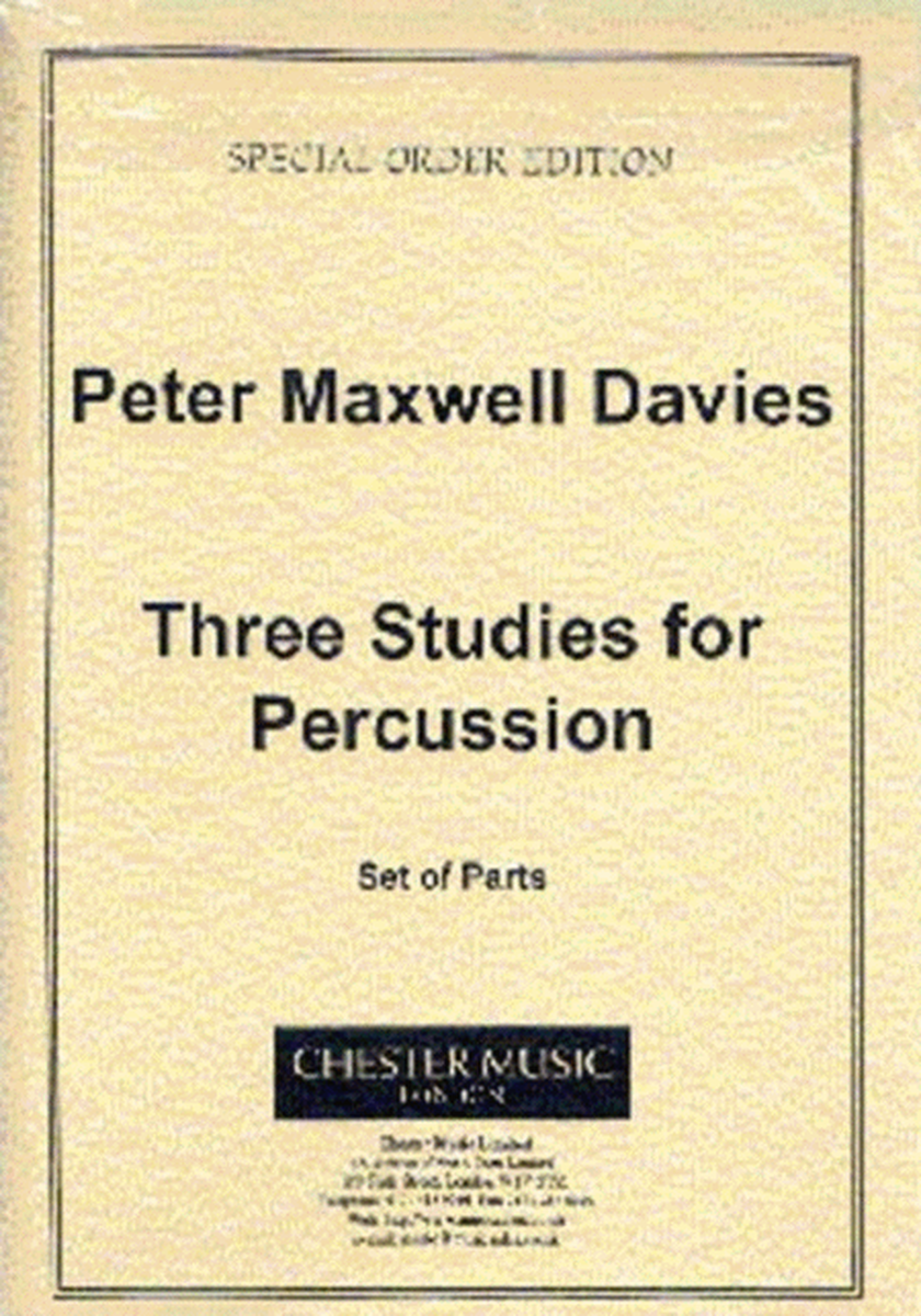 Maxwell Davies 3 Studies Perc.Parts(Arc)