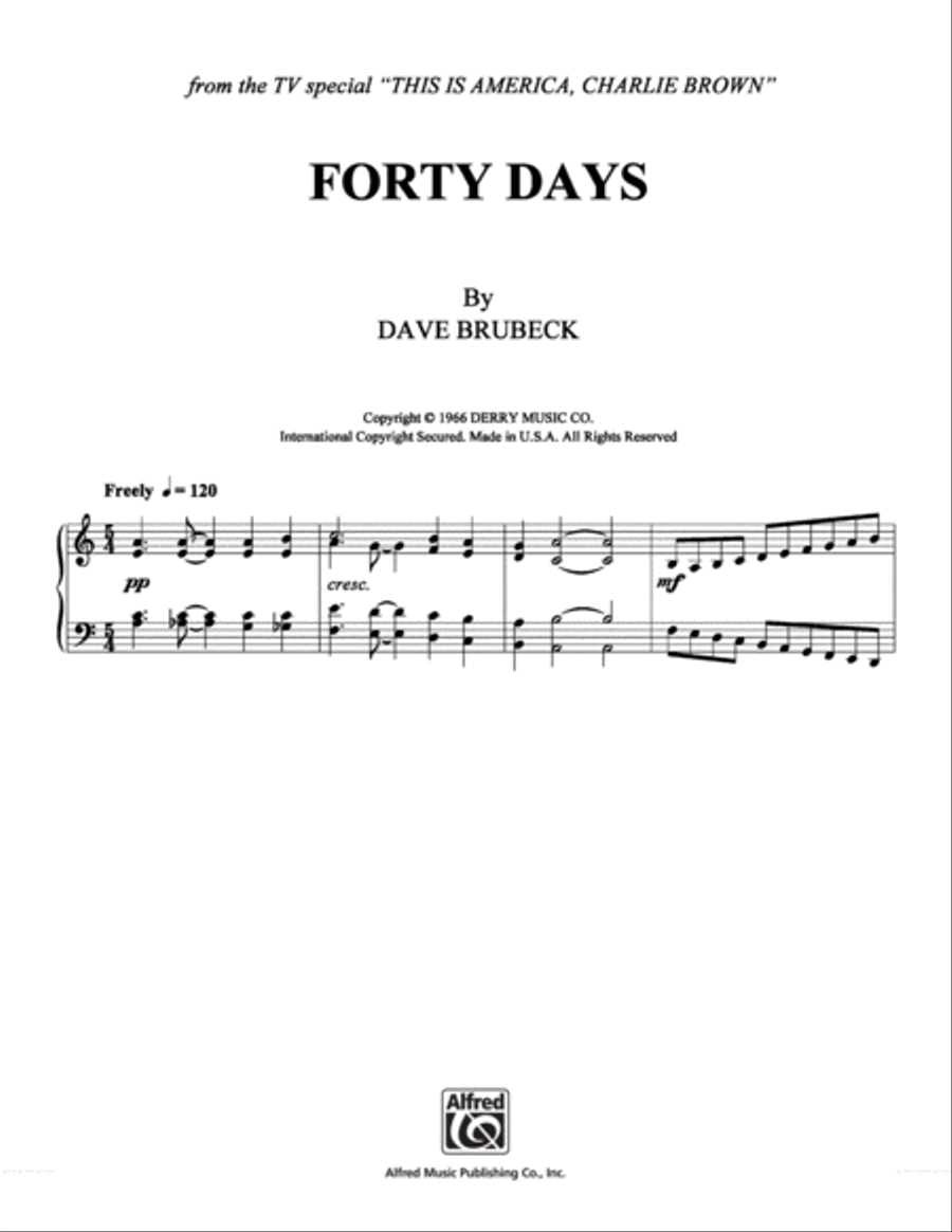 Forty Days Piano Solo scores gallery preview page 1
