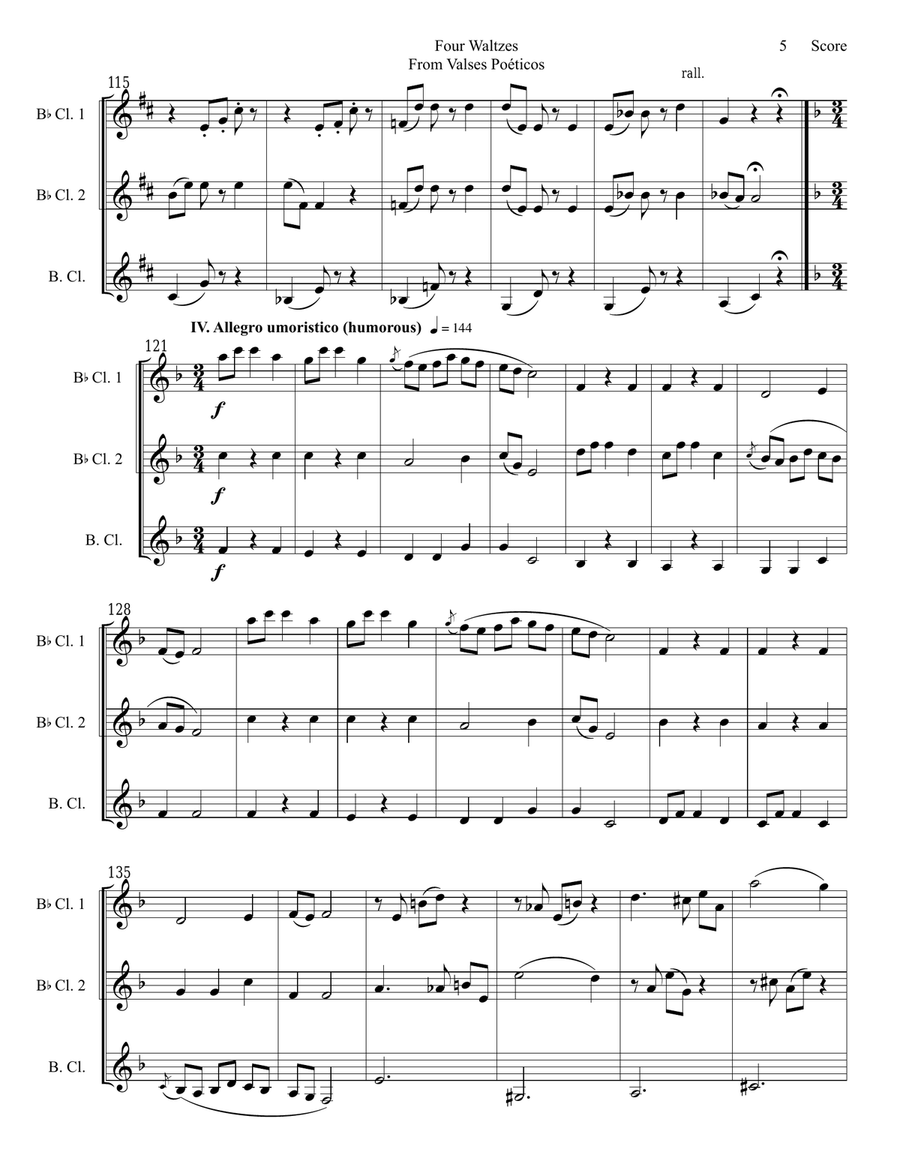 Granados - 4 Waltzes set for Clarinet Trio Clarinet Trio scores gallery preview page 6