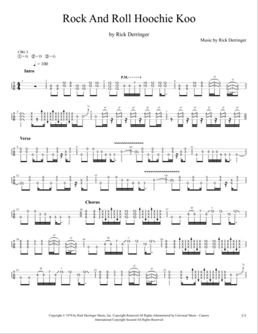 Rock And Roll Hoochie Koo Guitar Tablature scores gallery preview page 2