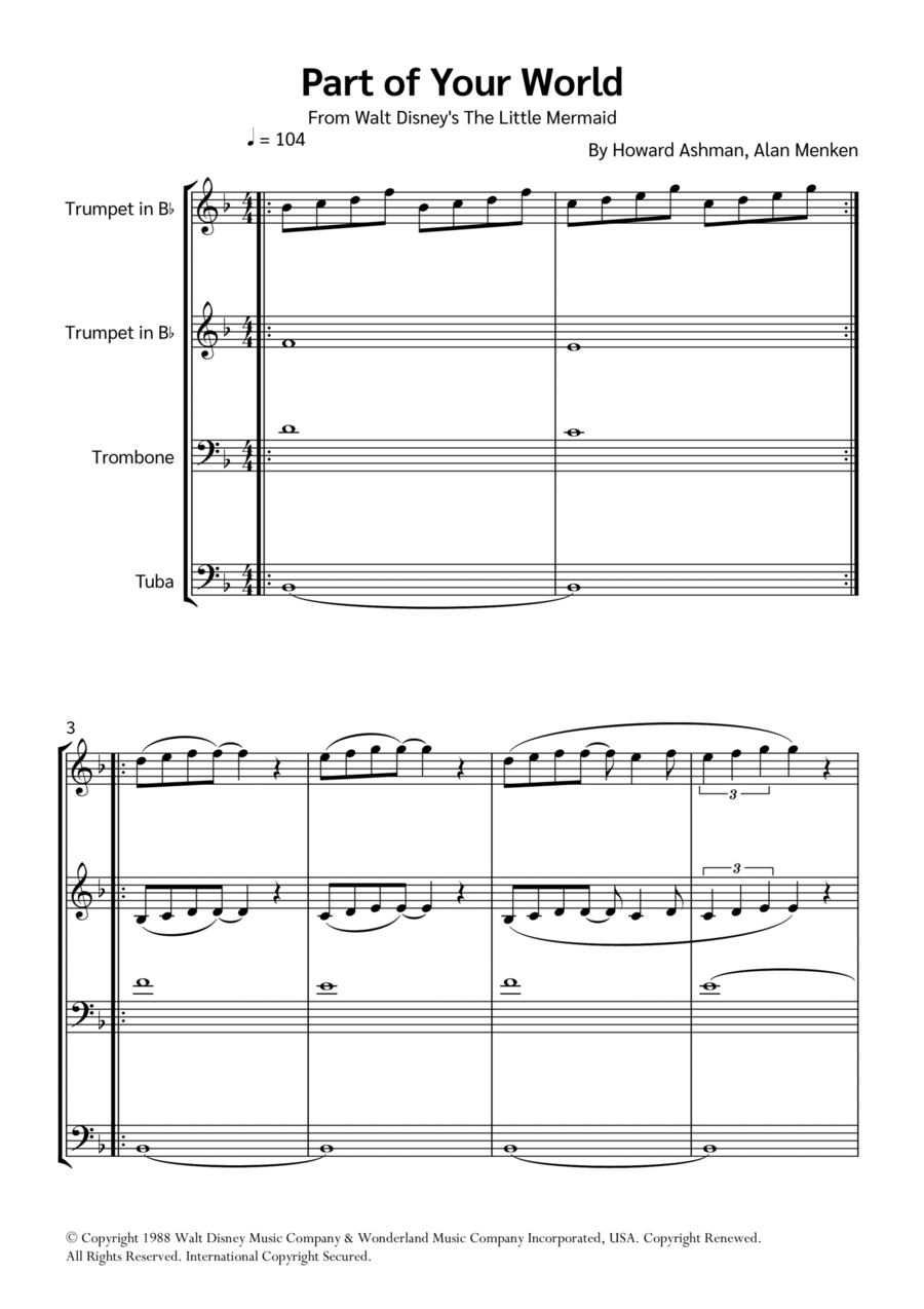Part Of Your World (reprise) Trombone scores gallery preview page 1
