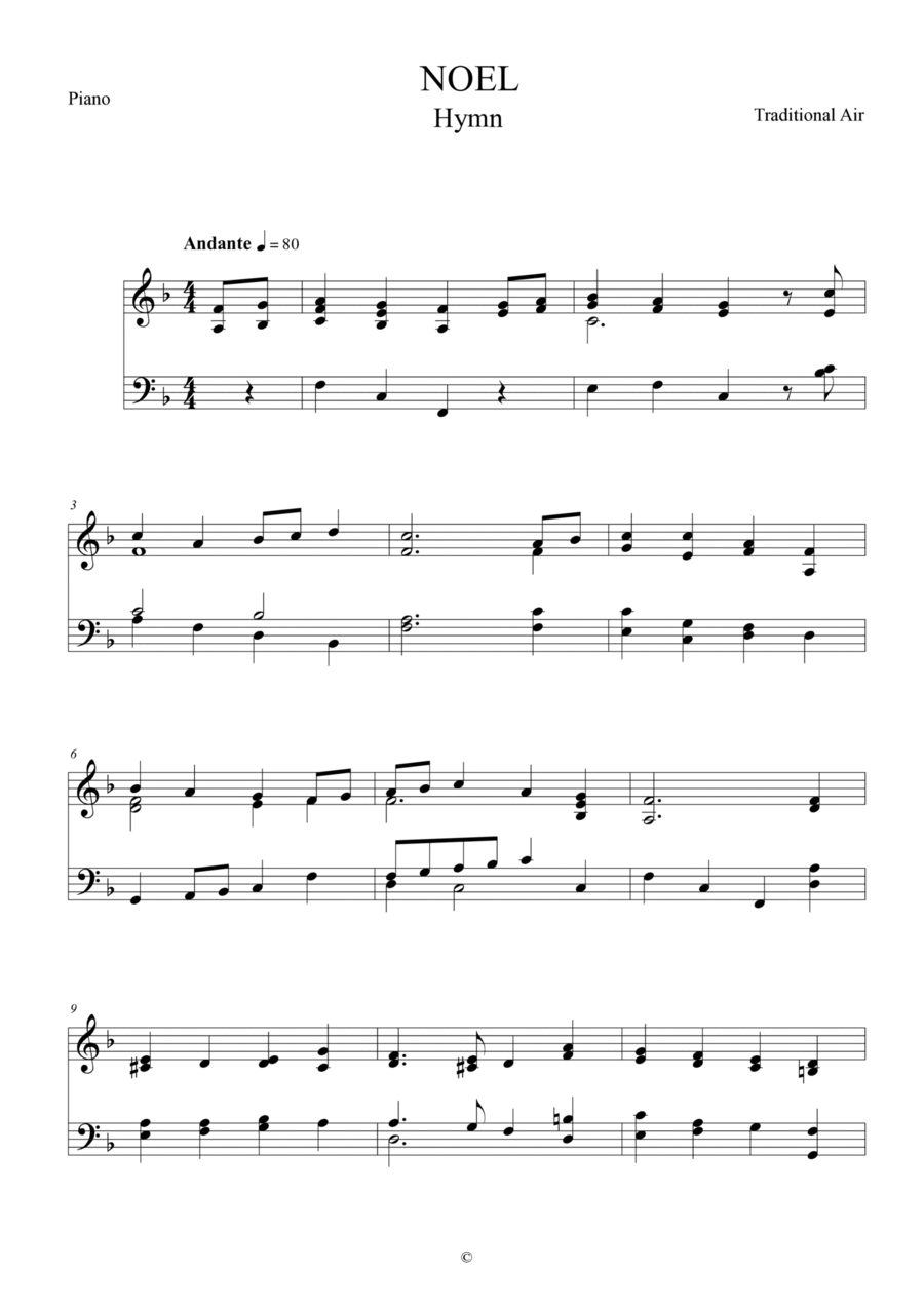 Noel (Hymn) - Traditional Air for Piano Solo Piano Solo scores gallery preview page 1