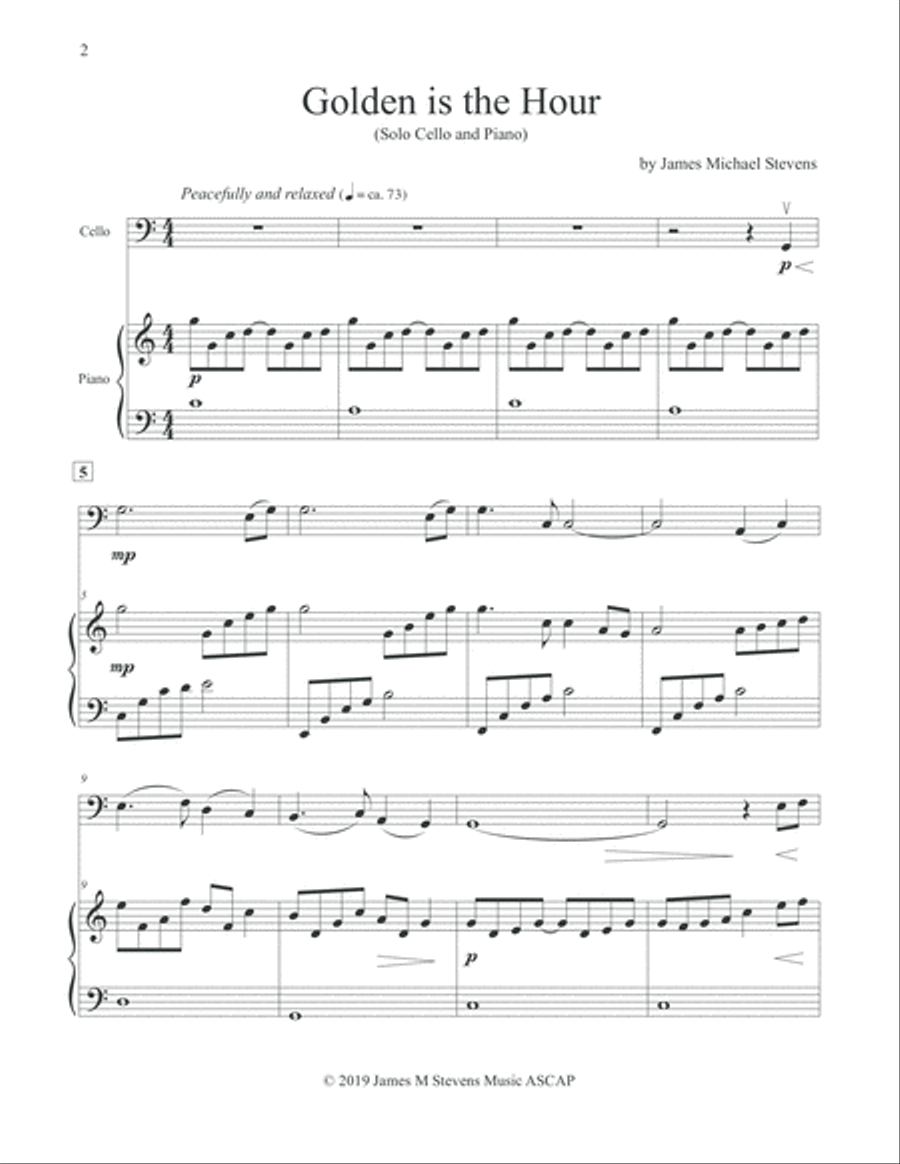 Golden is the Hour - Cello & Piano Piano scores gallery preview page 2