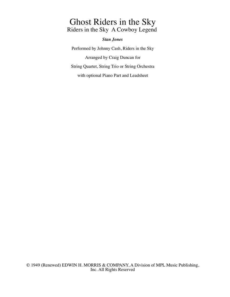 (ghost) Riders In The Sky (a Cowboy Legend) Chamber Orchestra scores gallery preview page 1