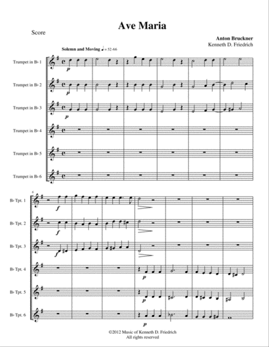 Bruckner - Ave Maria Brass Ensemble scores gallery preview page 1