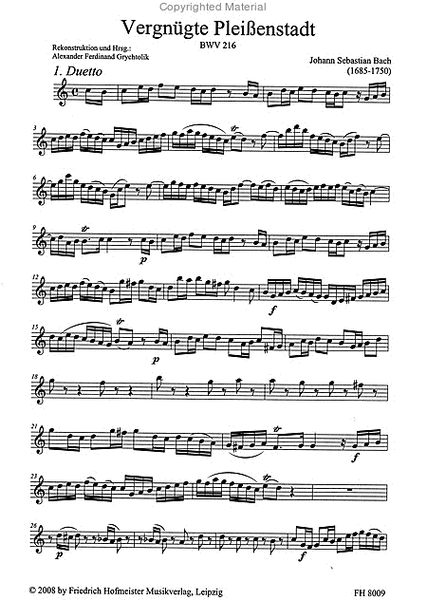 Hochzeitskantate "Vergnugte Pleissenstadt" BWV 216 / Stimmen