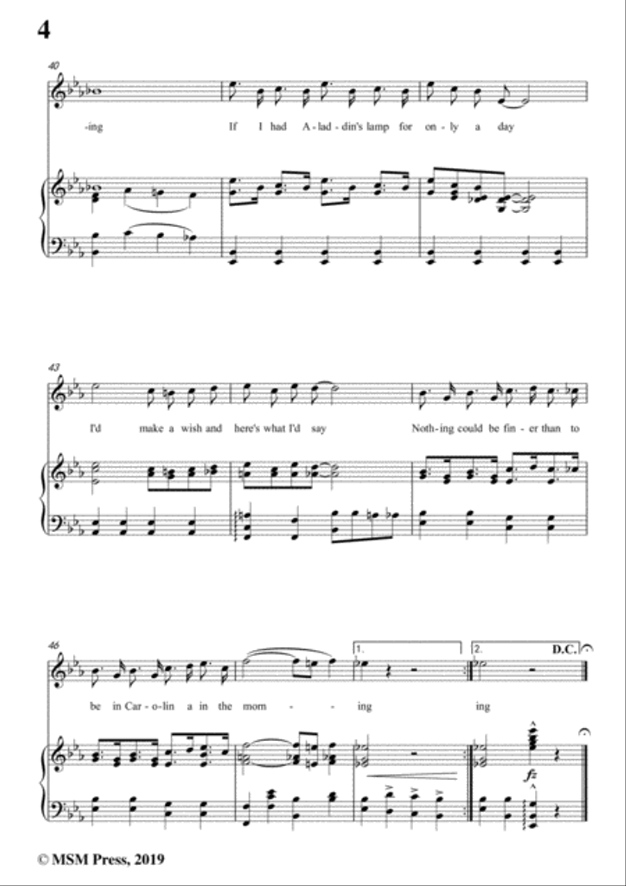 Walter Donaldson-Carolina In The Morning,in E flat Major,for Voice and Piano Voice Solo scores gallery preview page 6