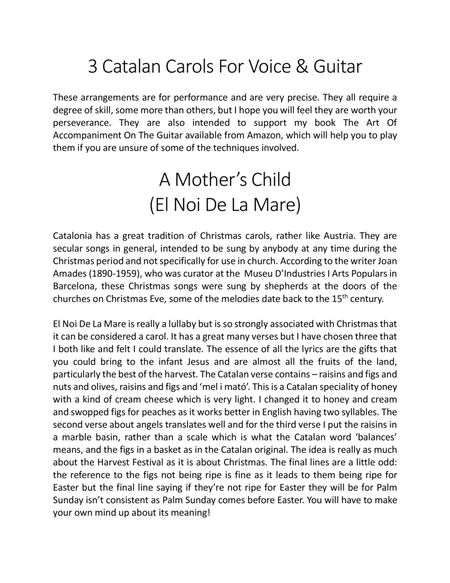 3 Catalan Carols For Voice & Guitar-A Mother's Child image number null