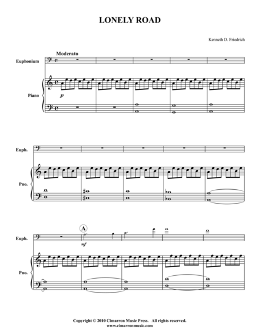 Lonely Road Euphonium scores gallery preview page 1