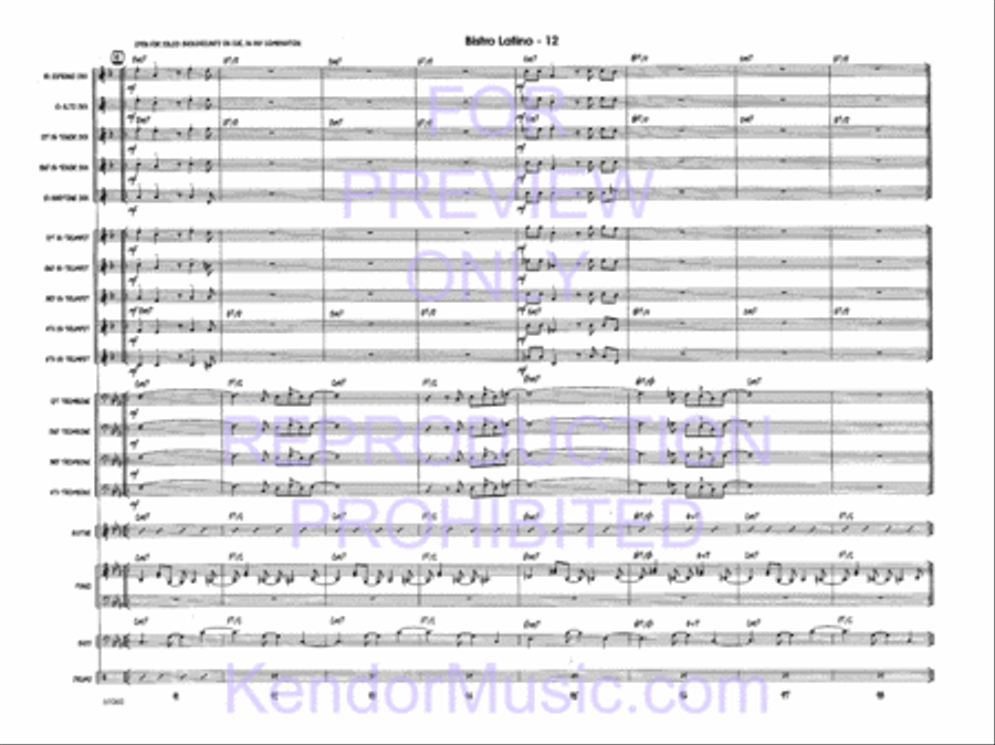 Bistro Latino (Full Score) Jazz Ensemble scores gallery preview page 14