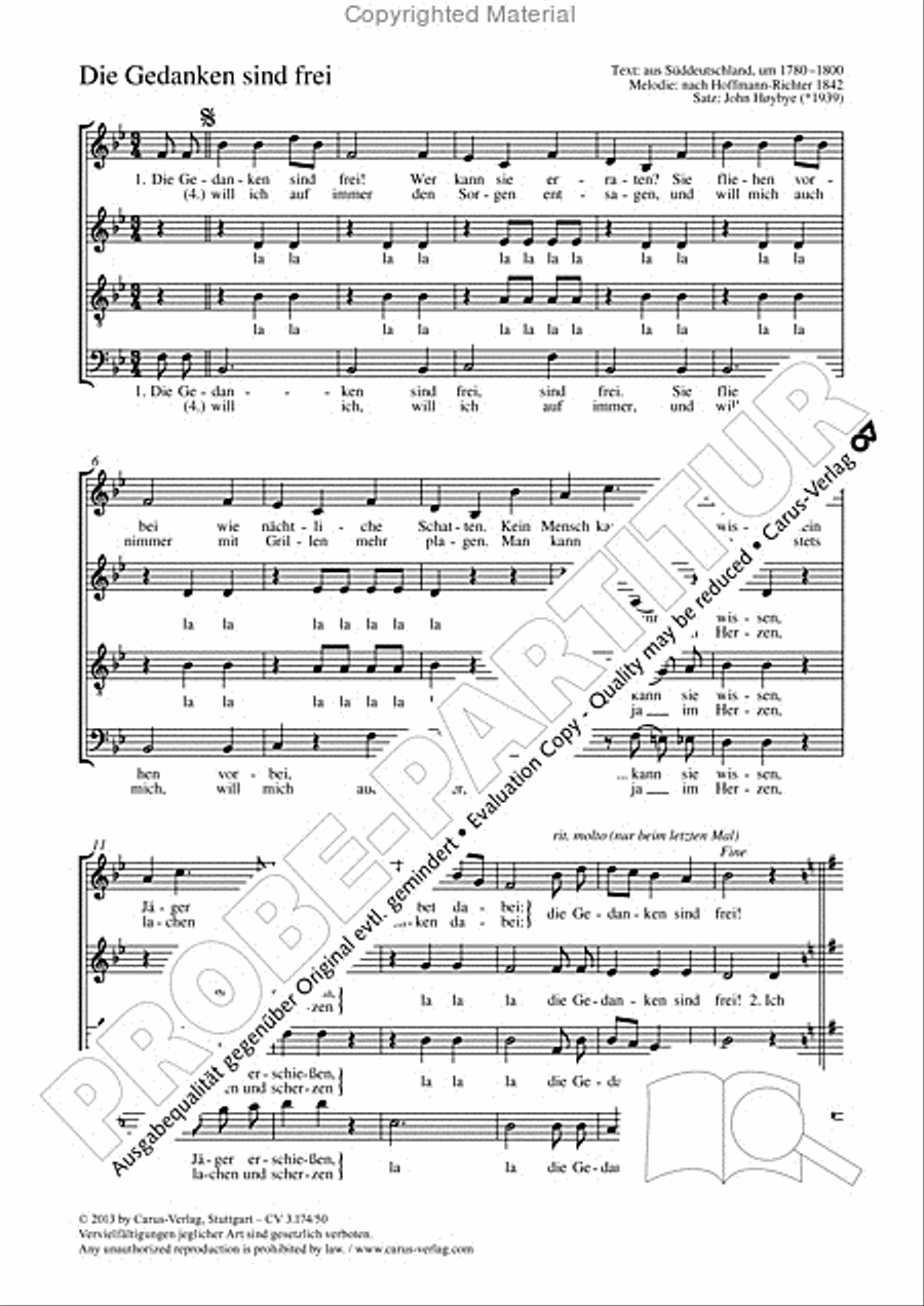 Die Gedanken sind frei 4-Part scores gallery preview page 2
