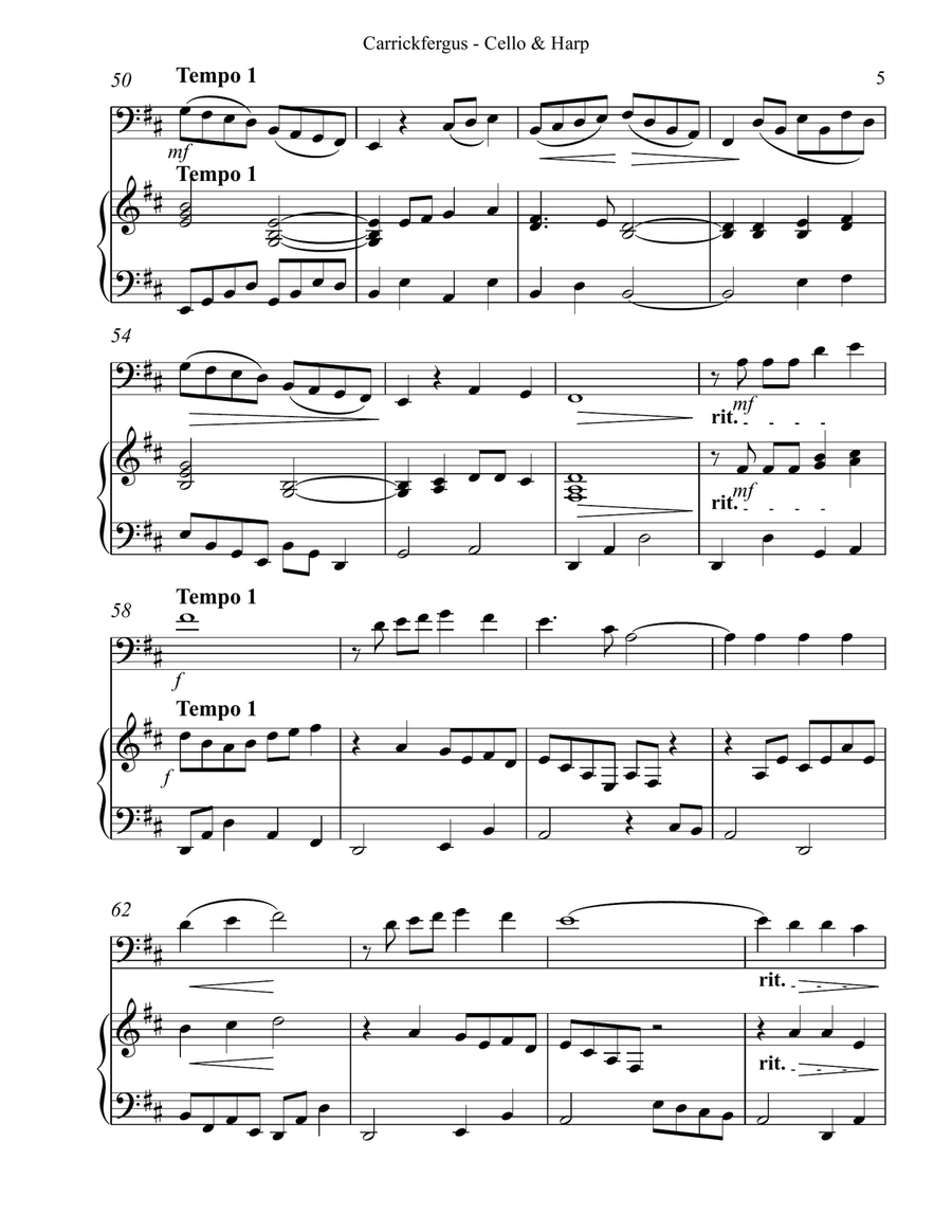 Carrickfergus Duet for Cello & Harp String Duet scores gallery preview page 5