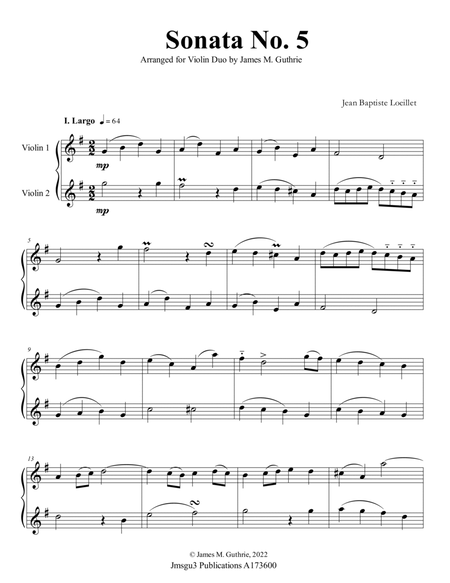 Loeillet: Sonata No. 5 for Violin Duo image number null