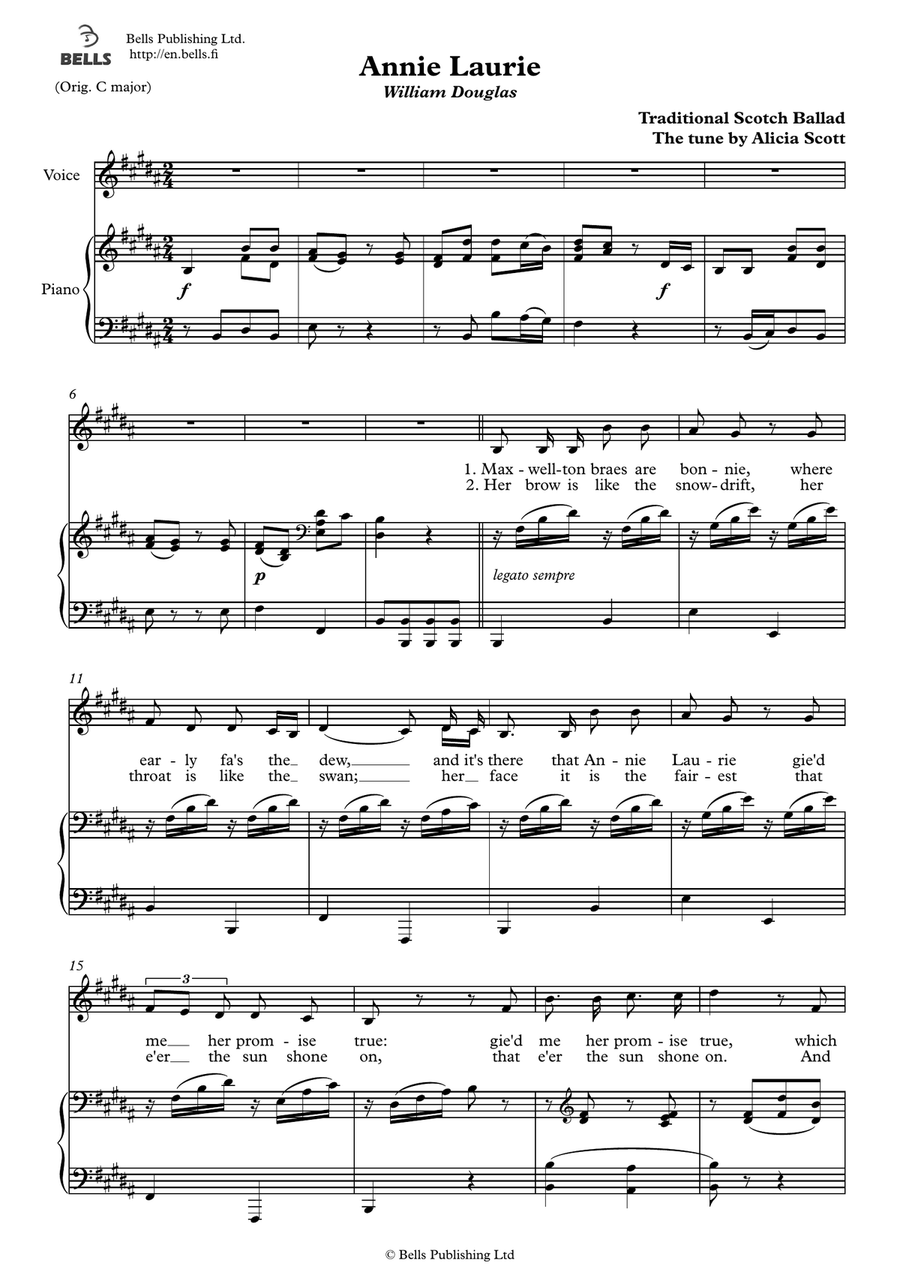 Annie Laurie (Solo song) (B Major)