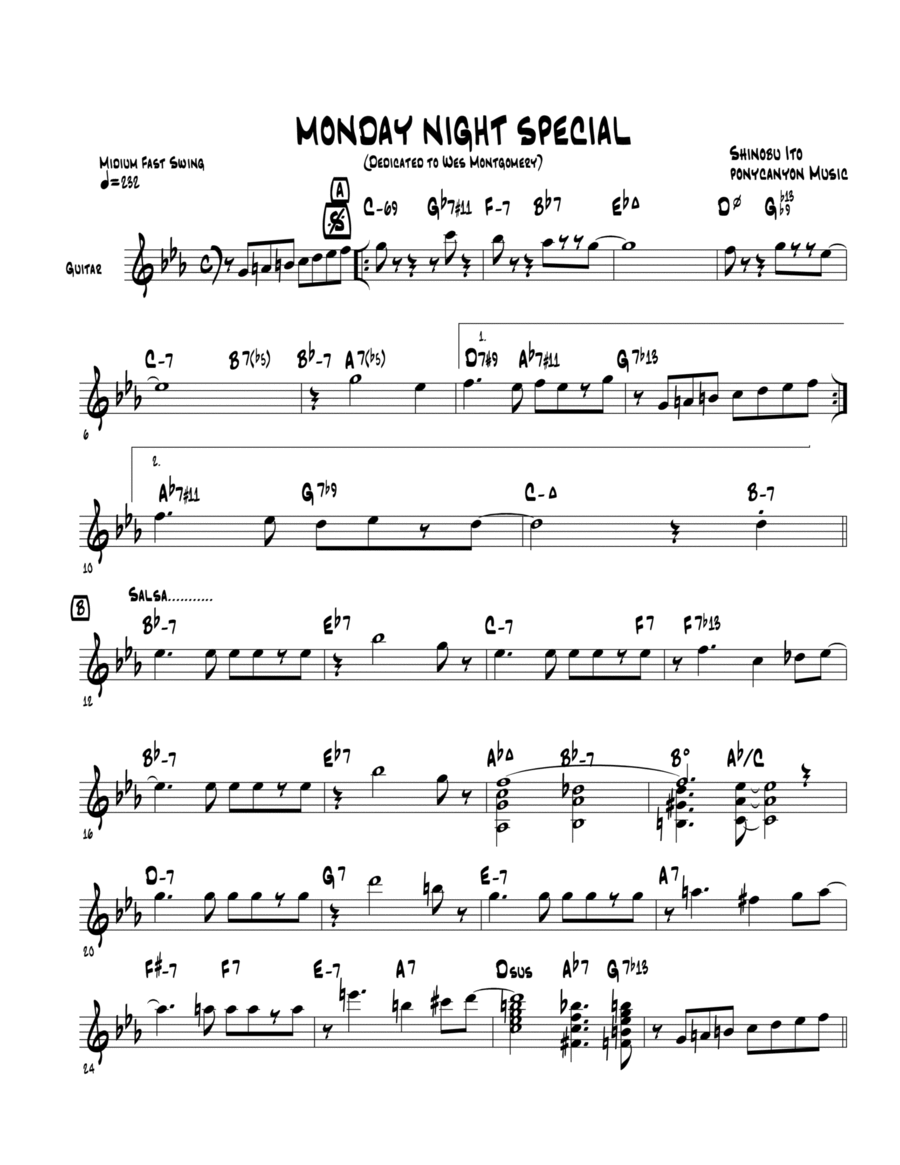 MONDAY NIGHT SPECIAL Piano scores gallery preview page 1