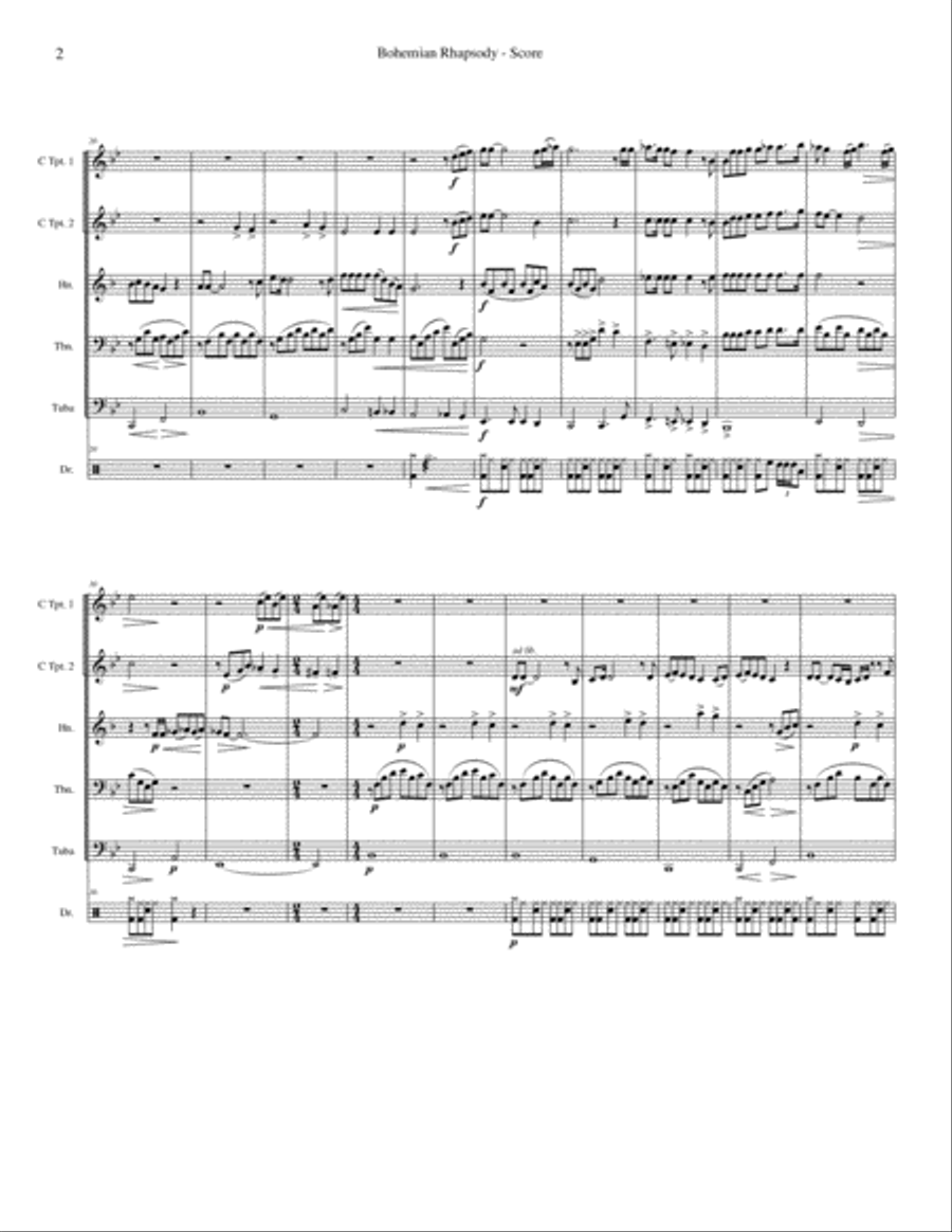 Bohemian Rhapsody Brass Ensemble scores gallery preview page 4