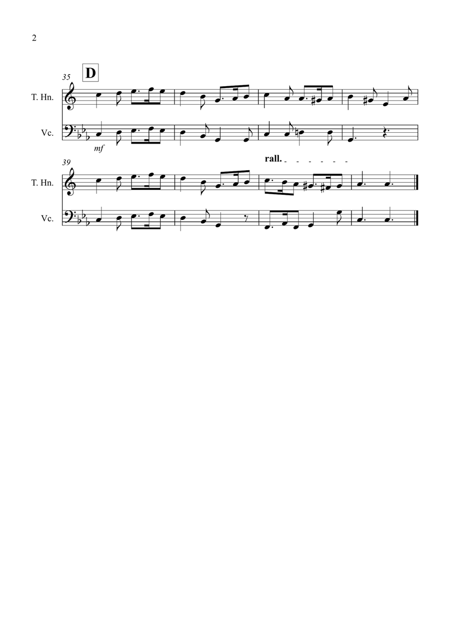 Greensleeves for Tenor Horn and Cello Duet Horn scores gallery preview page 2
