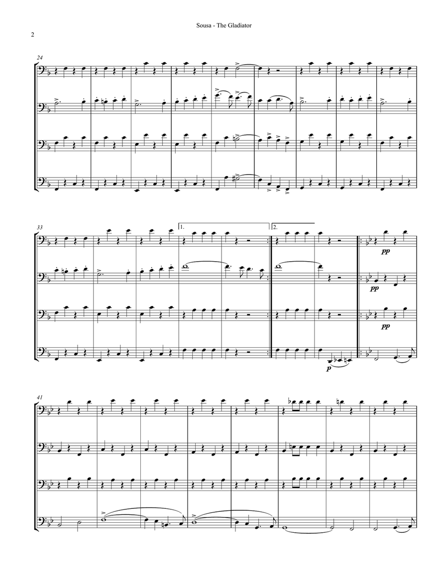 Gladiator March for Trombone Quartet Trombone Quartet scores gallery preview page 2