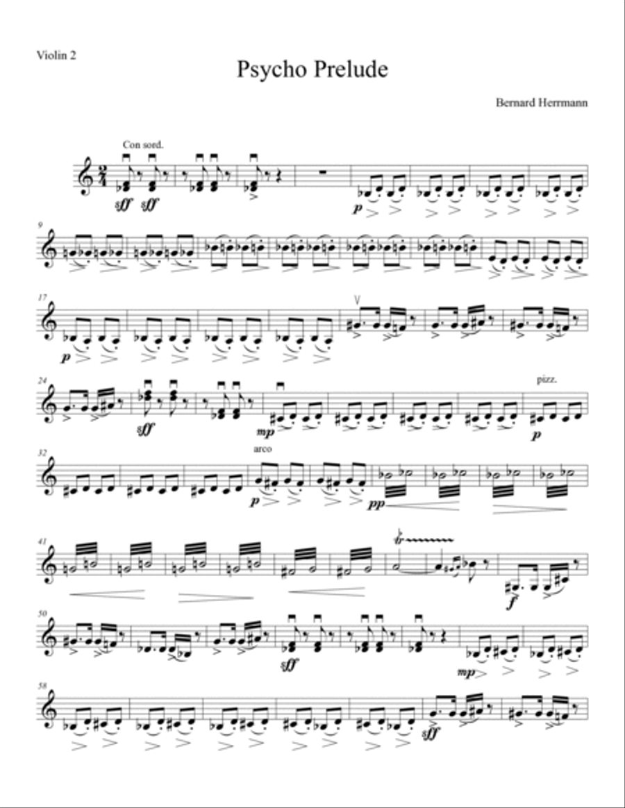 Psycho (prelude) String Quartet scores gallery preview page 2