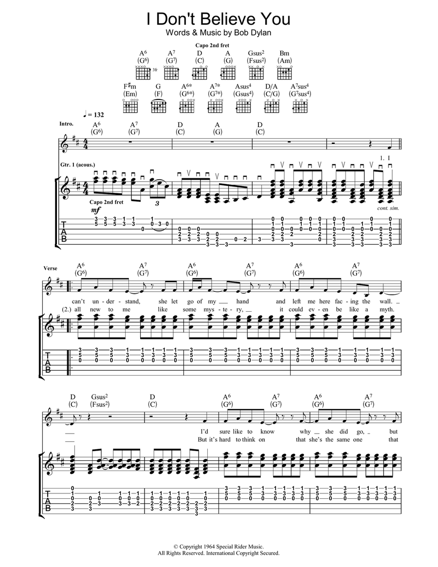 I Don't Believe You Acoustic Guitar scores gallery preview page 1