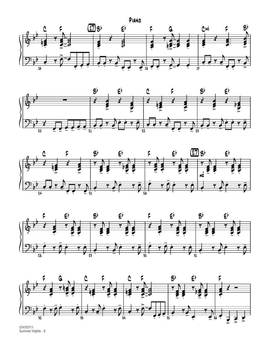 Summer Nights (from Grease) - Piano Jazz Ensemble scores gallery preview page 2
